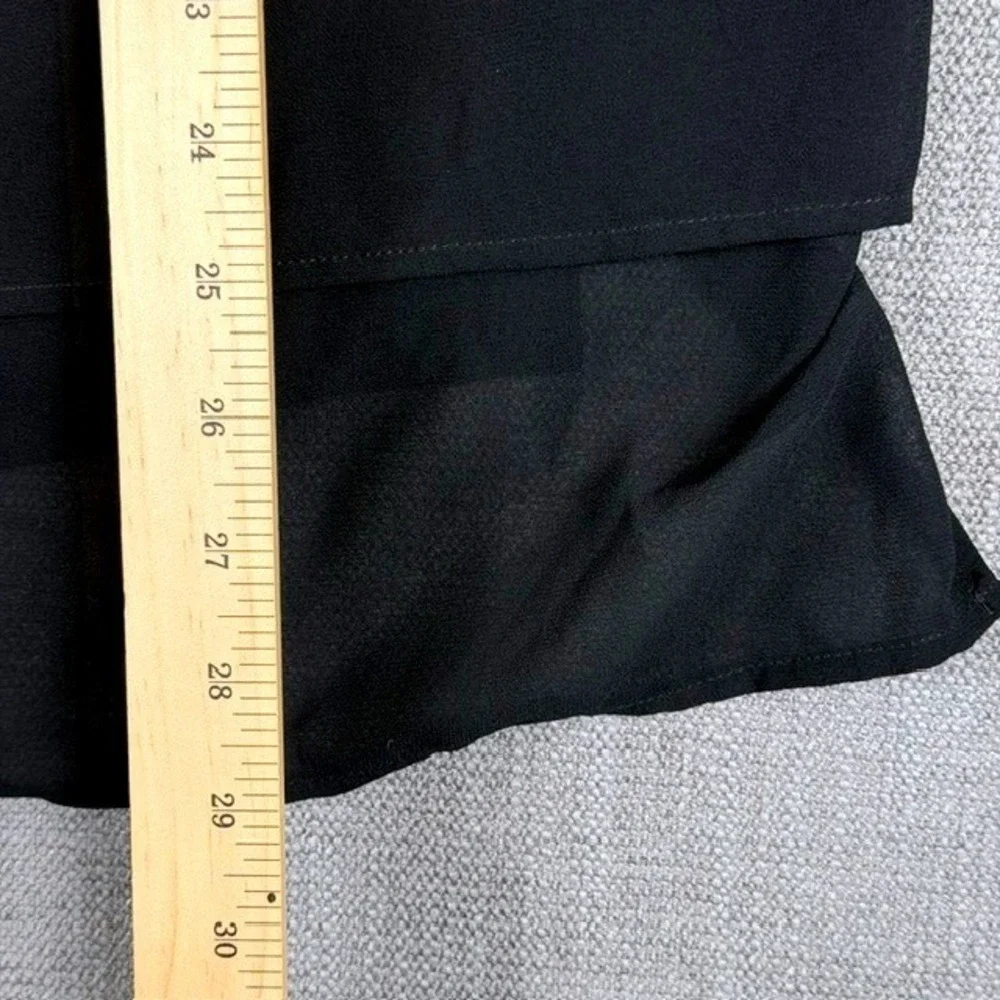 Michael Kors Womens 1X Black V-Neck Layered Hem Long Sleeve Blouse  NEW